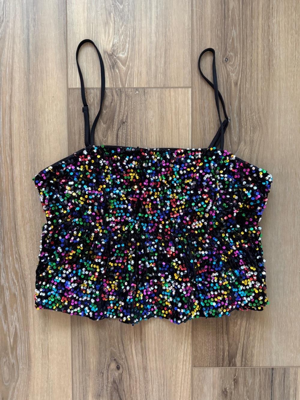 Black Multicolor Sequin Cami Top
